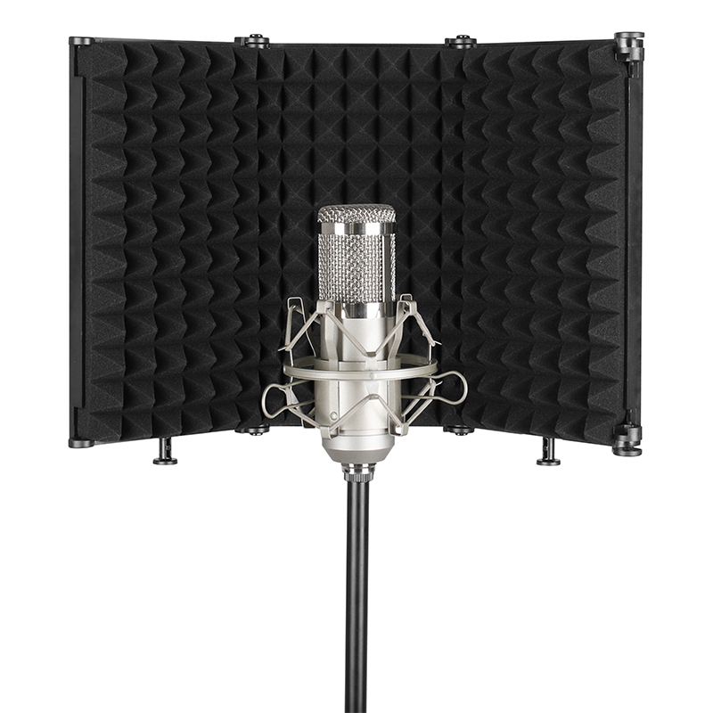 3 Doors Recording Microphone Reflexion Filter Foldable Vocal Booth Studio Microphone Sound Isolation Shield FP-3