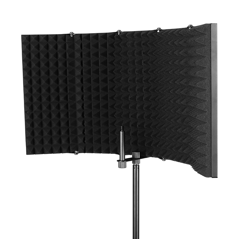 Factory Supply 5 Panels Adjustable Foldable Metal Microphone Isolation Shield With Mic Threaded Mount for Recording FM-5