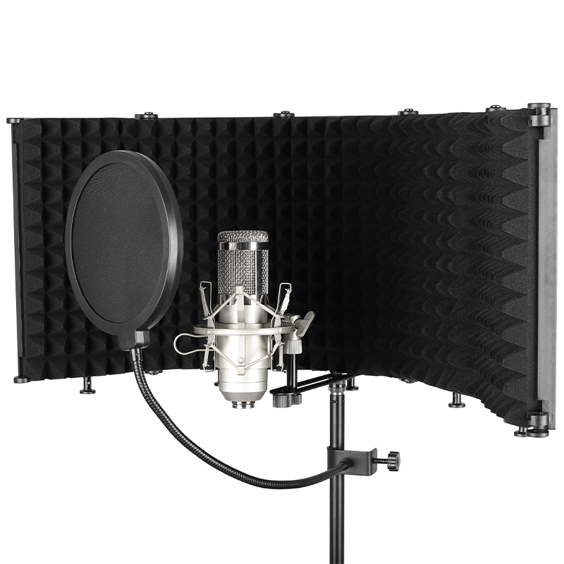 5 Doors Recording Mic Reflexion Filter Portable Plastic Vocal Studio Broadcast Microphone Sound Isolation Shield Plate FP-5