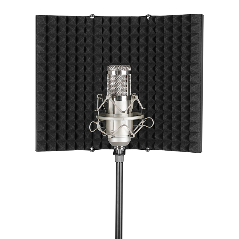 Professional Metal 3 Doors Isolation Sound Reflector Absorbing Plate Audio Accessory Microphone Isolation Shield FM-3