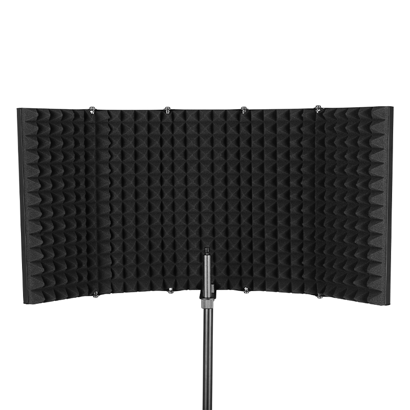 Factory Supply 5 Panels Adjustable Foldable Metal Microphone Isolation Shield With Mic Threaded Mount for Recording FM-5