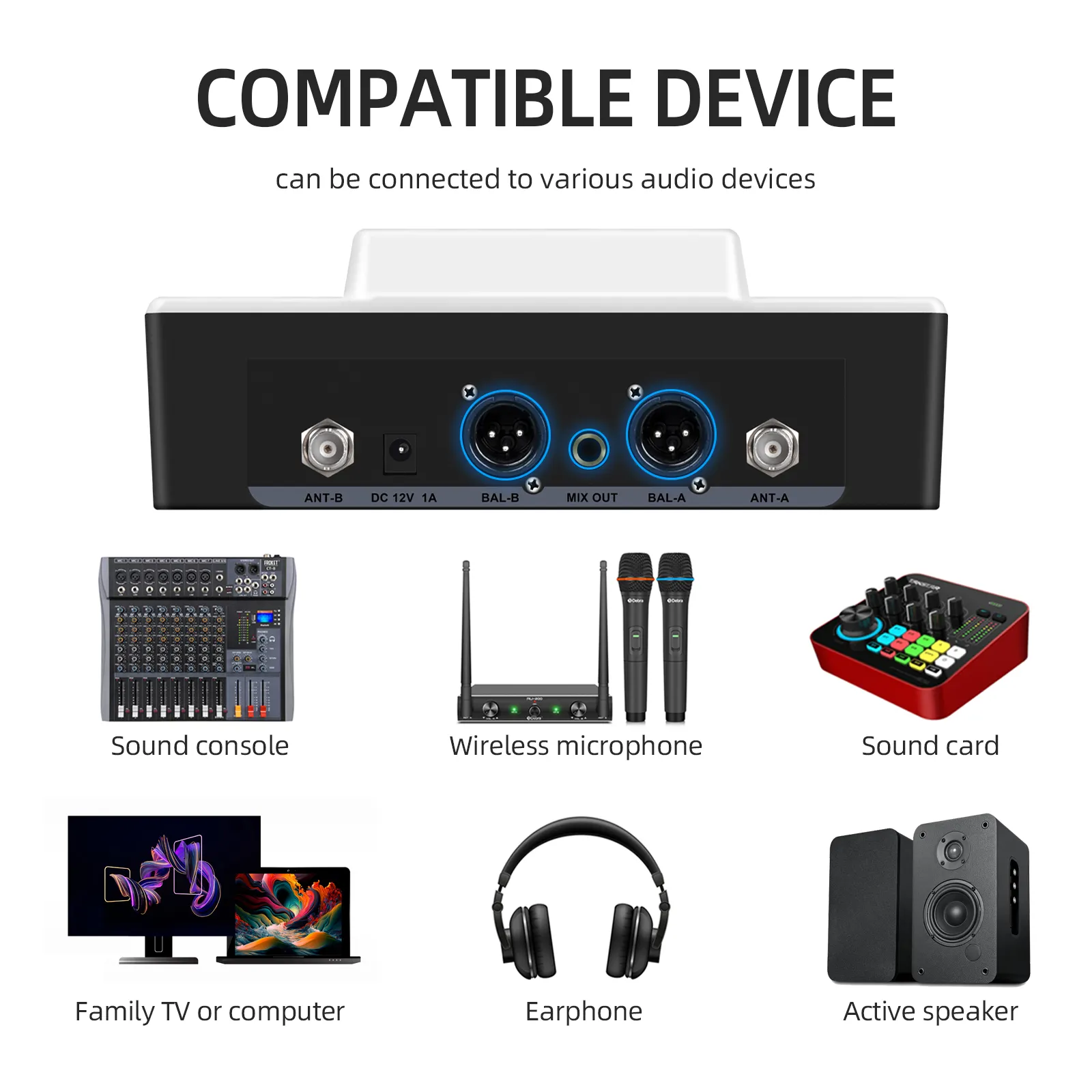 Portable Light-Weight Rechargeable Hand Microphone Cordless Dynamic Mic UHF Stereo Instant Charge Wireless Karaoke Microphone WM-2W