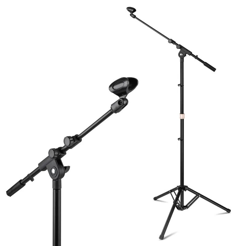 High Stability OEM Portable Stackable Meeting Mic Performance Metal Backfolding Microphone Stand for Stage GH-218